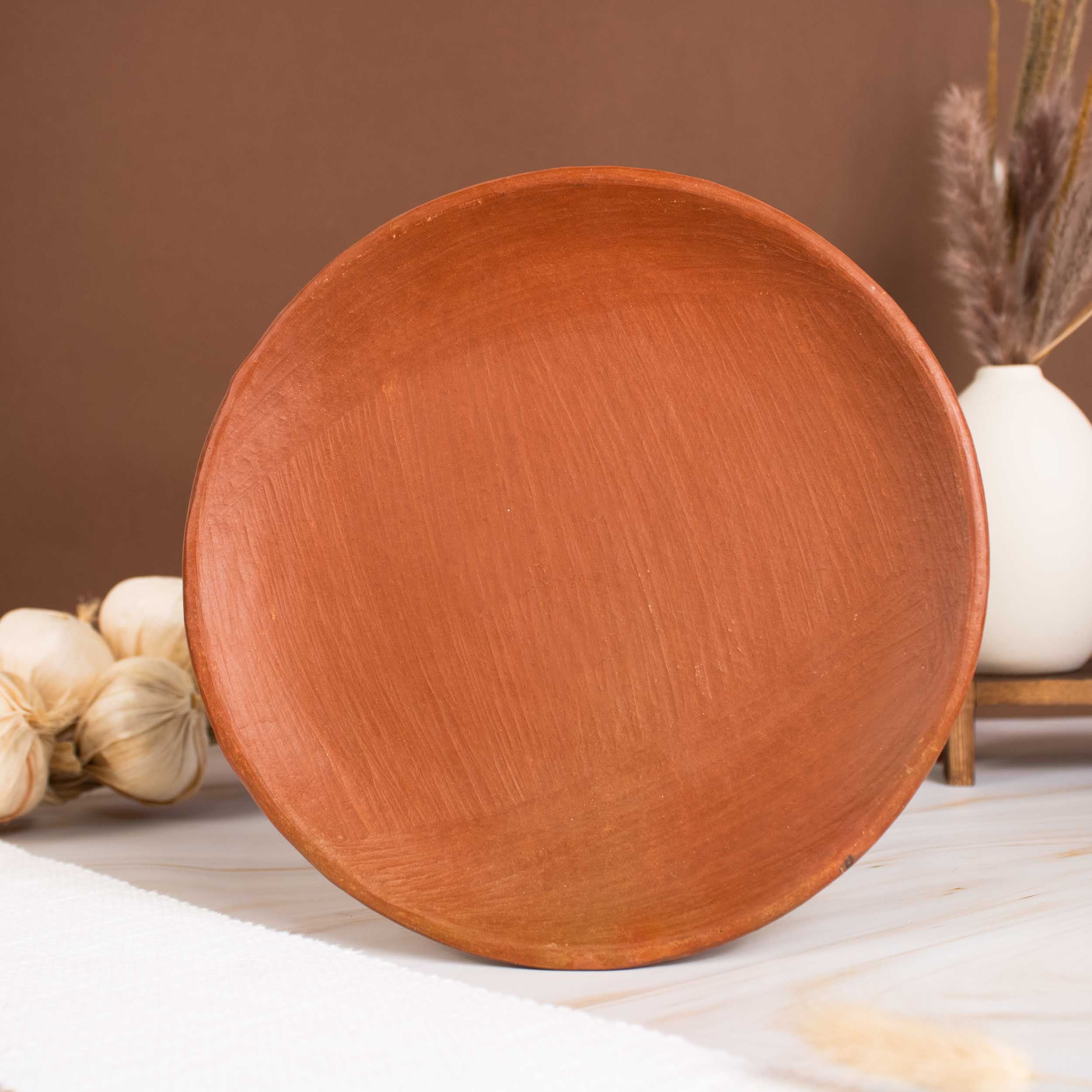Red Clay Salad Plate Flat Base