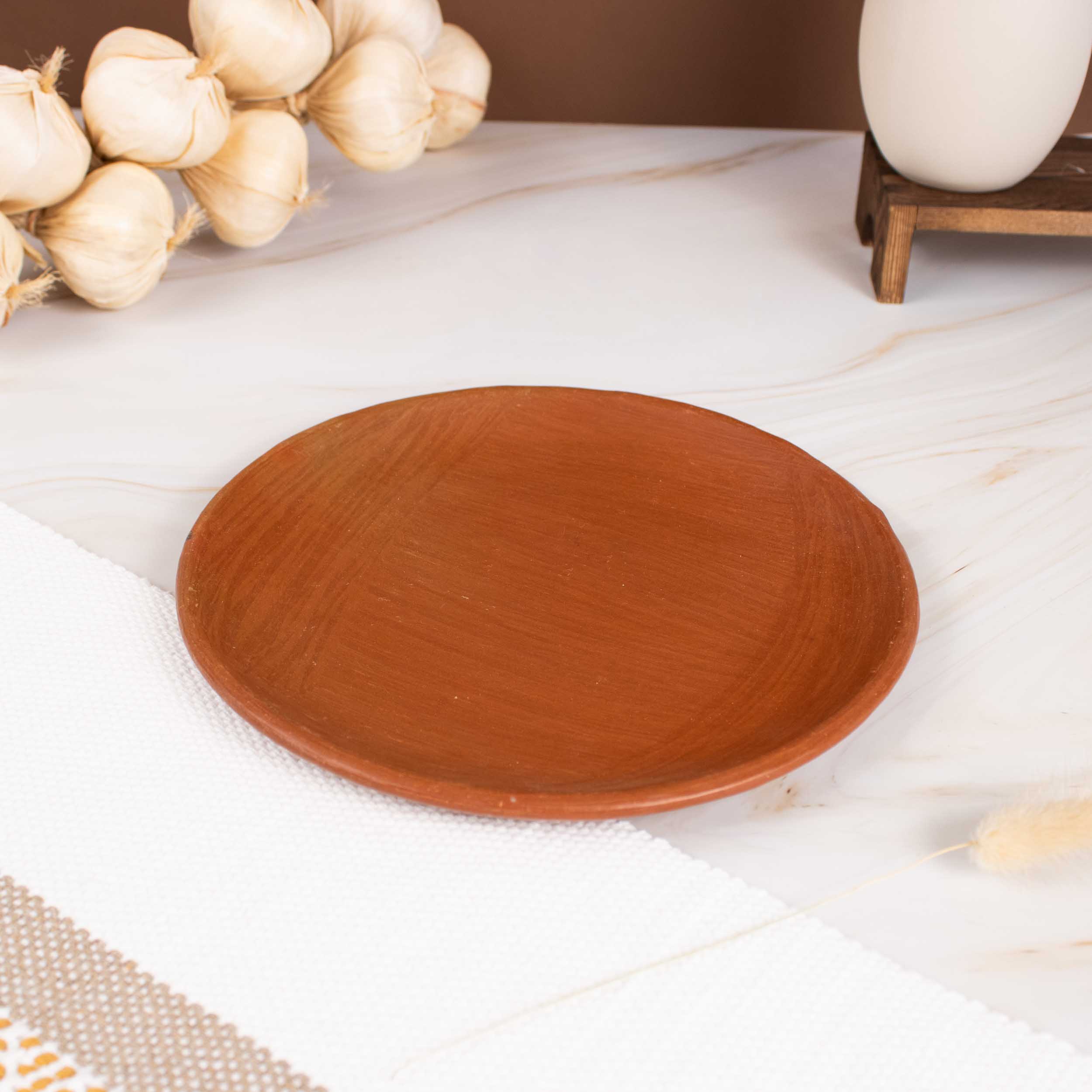 Red Clay Salad Plate Flat Base