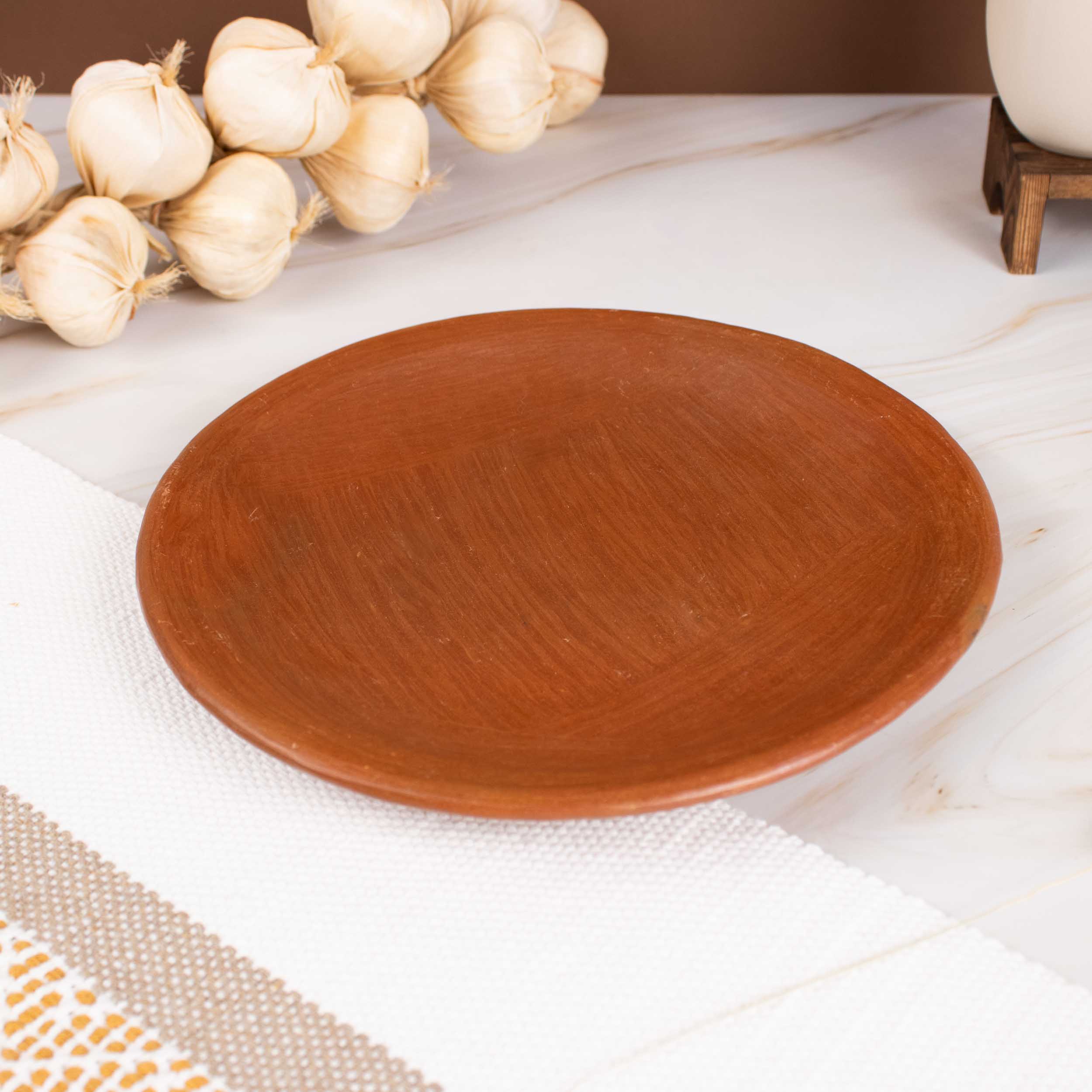 Red Clay Terracotta Salad Plate with Base