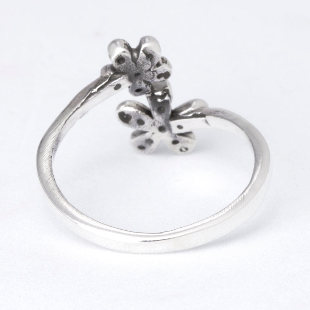 Sterling Silver Open Daisies Adjustable Ring