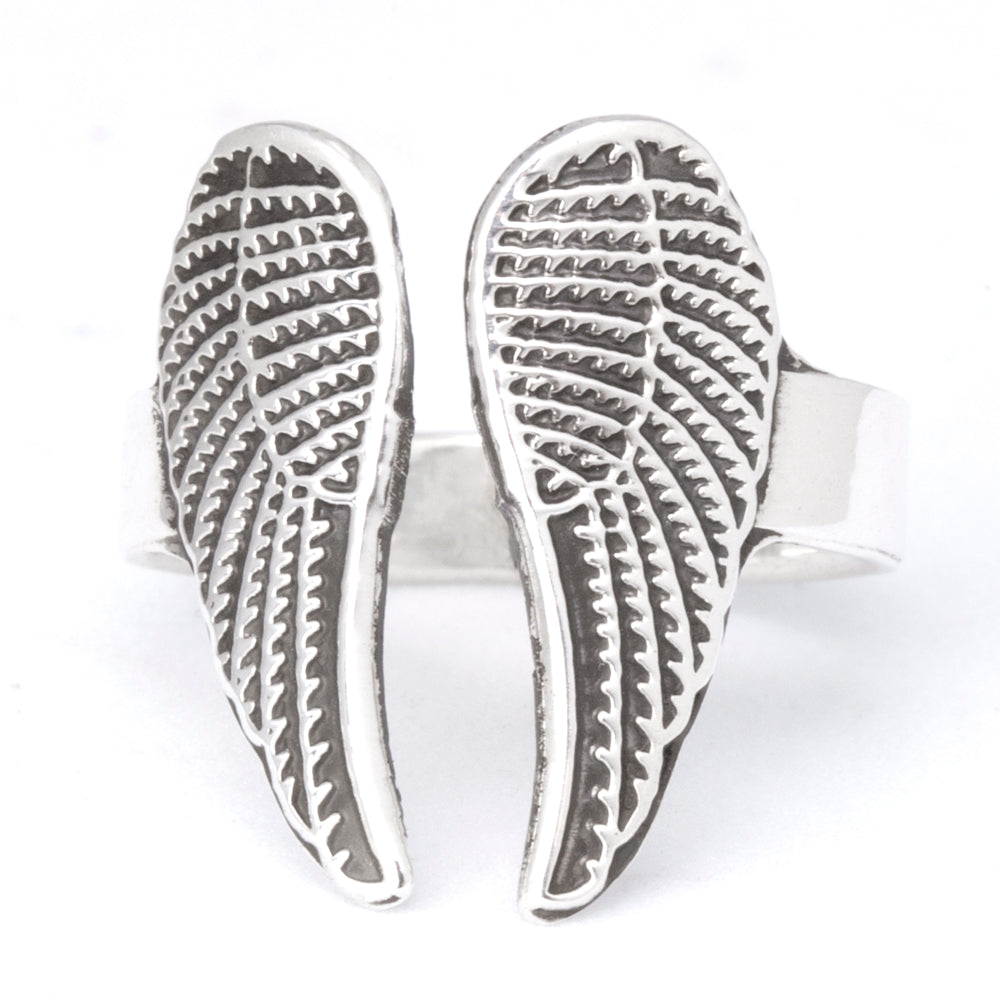 Sterling Silver Angel Wings Adjustable Ring