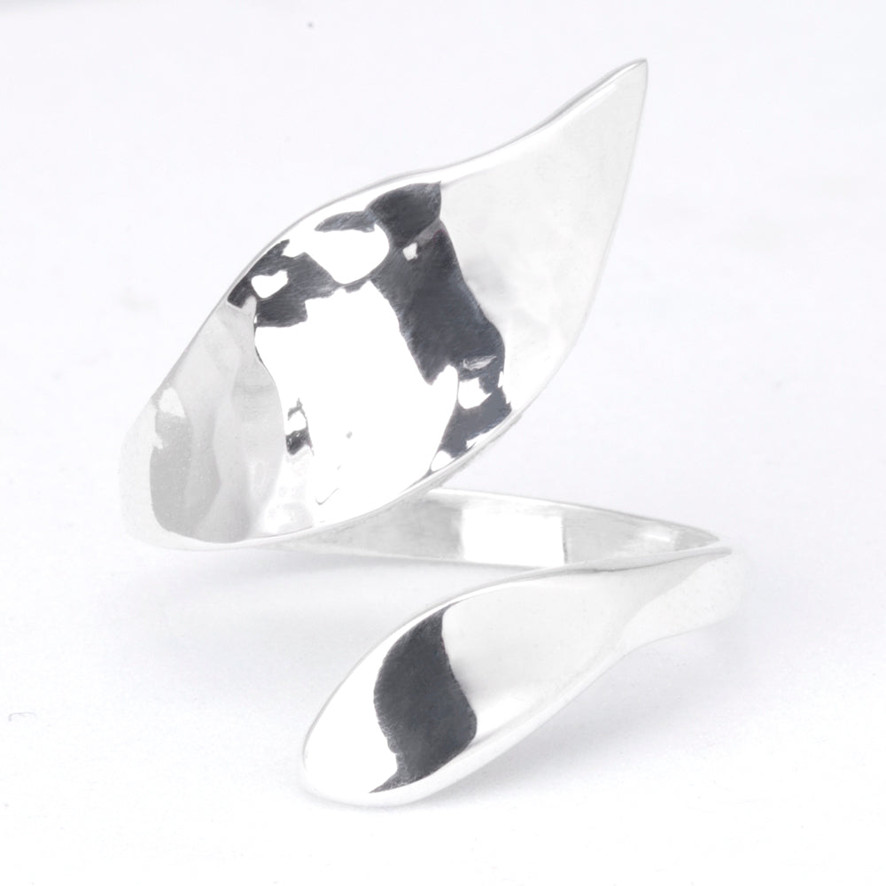 Sterling Silver Fluid Leaf Adjustable Ring