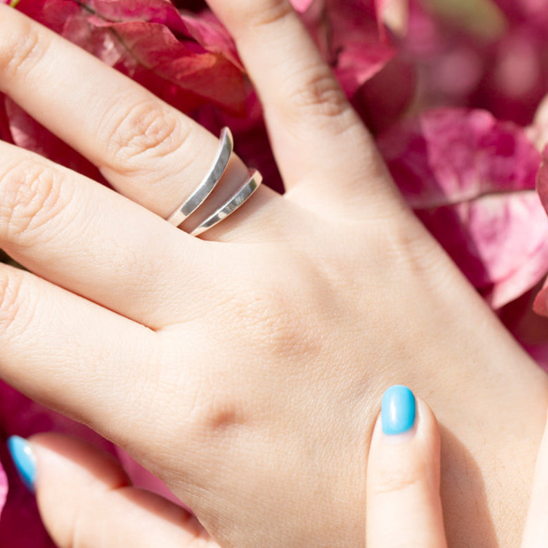 Sterling Silver Minimalist Wrap Adjustable Ring