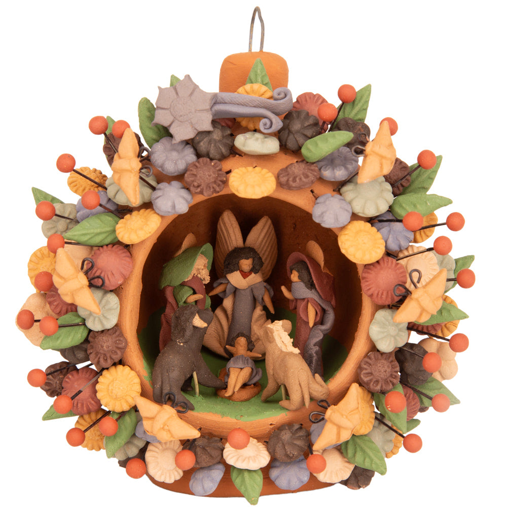 Pigmented Nativity Clay Sphere Sculpture