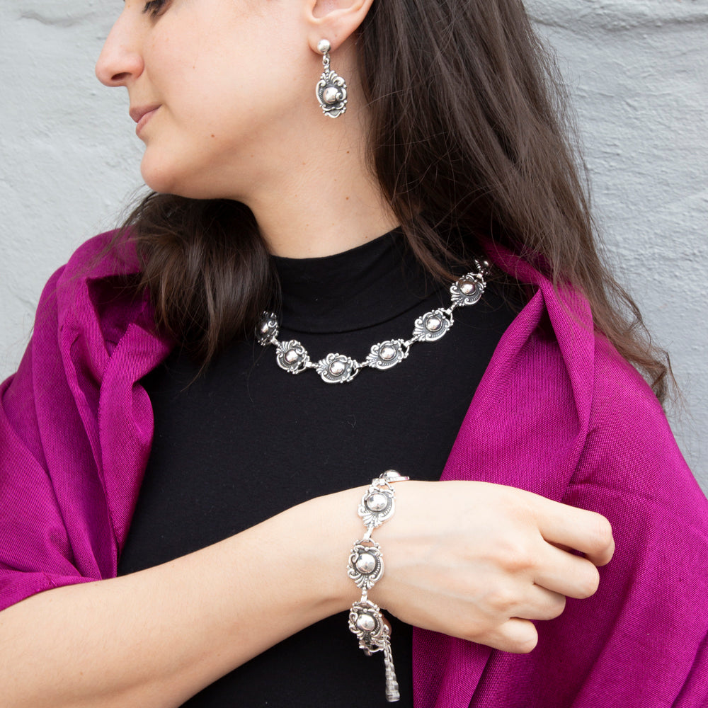 Sterling Silver Belleza Set (Necklace, Bracelet, & Earrings)