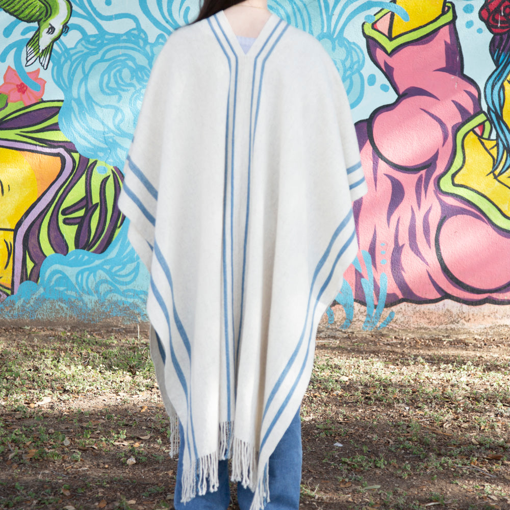 Tanamacoyan Indigo Naturally Dyed Wool Long Poncho