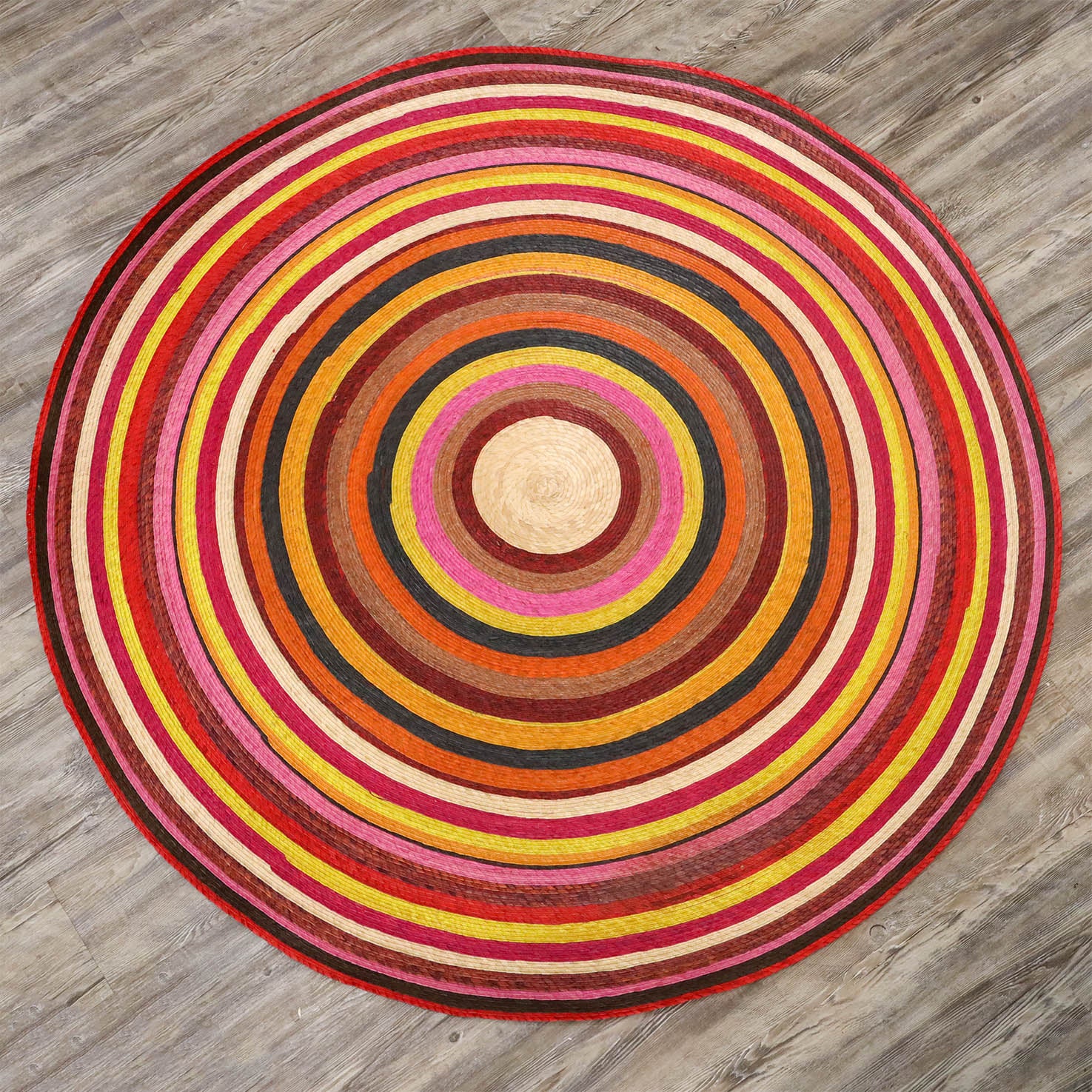 Handwoven Palm Round Area Rug (59" diameter)