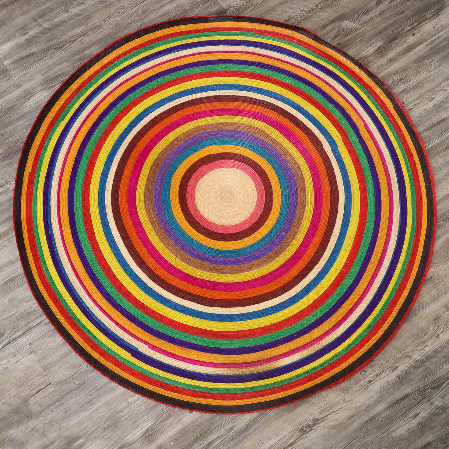 Handwoven Palm Round Area Rug (59" diameter)