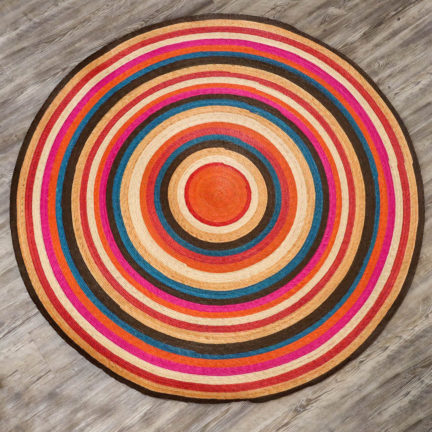 Handwoven Palm Round Area Rug (59" diameter)