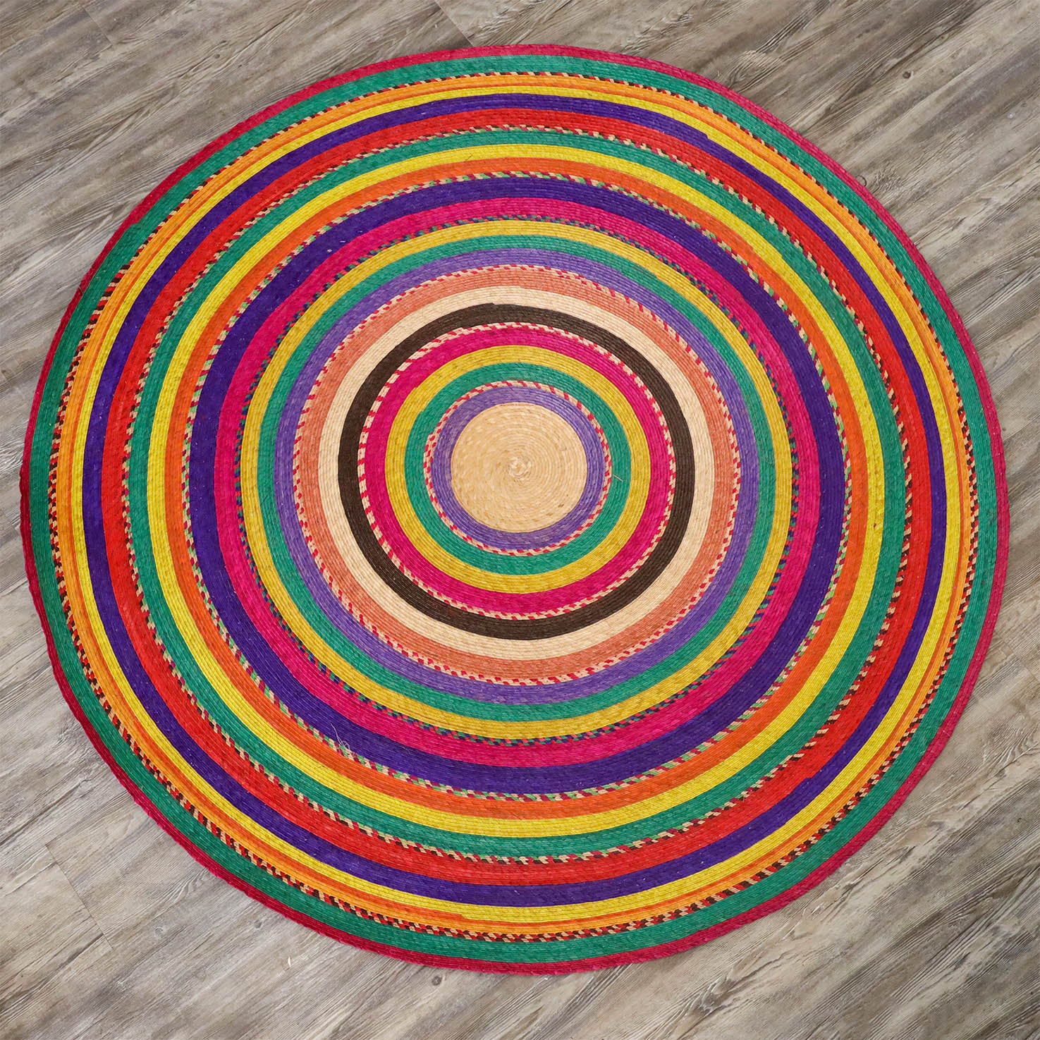 Handwoven Palm Round Area Rug (59" diameter)