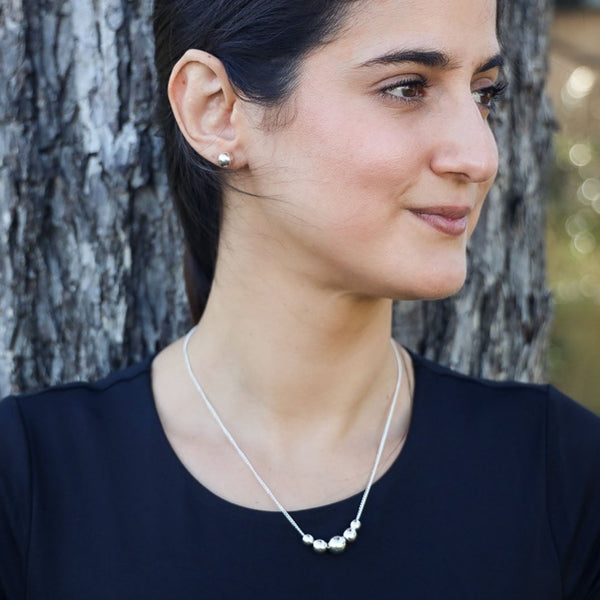 Sterling Silver Sphere Necklace and Earrings Set | Lolo Mercadito