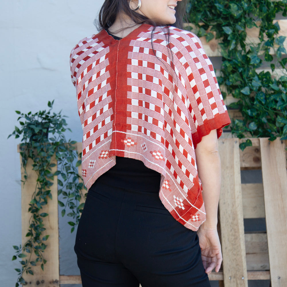 Oxchuc Tie Front Checkered Kimono