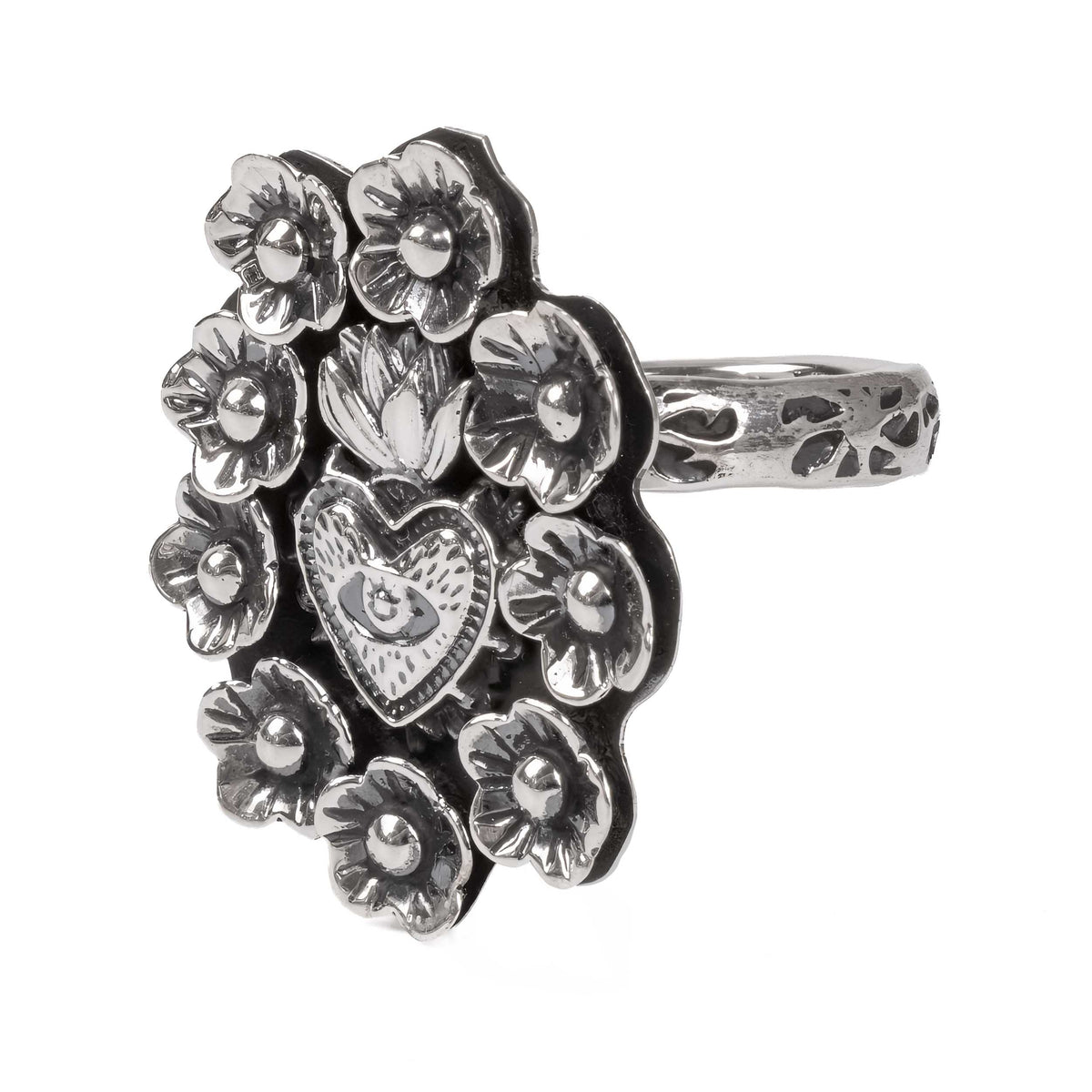 Sterling Silver Corazón Sagrado Garden Ring
