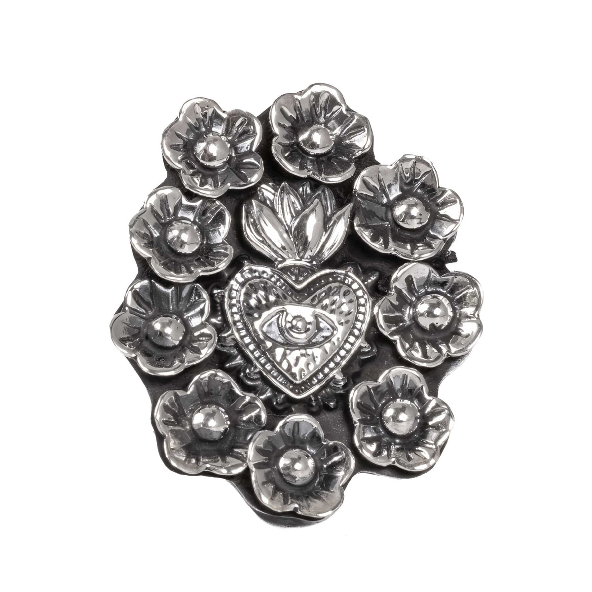 Sterling Silver Corazón Sagrado Garden Ring