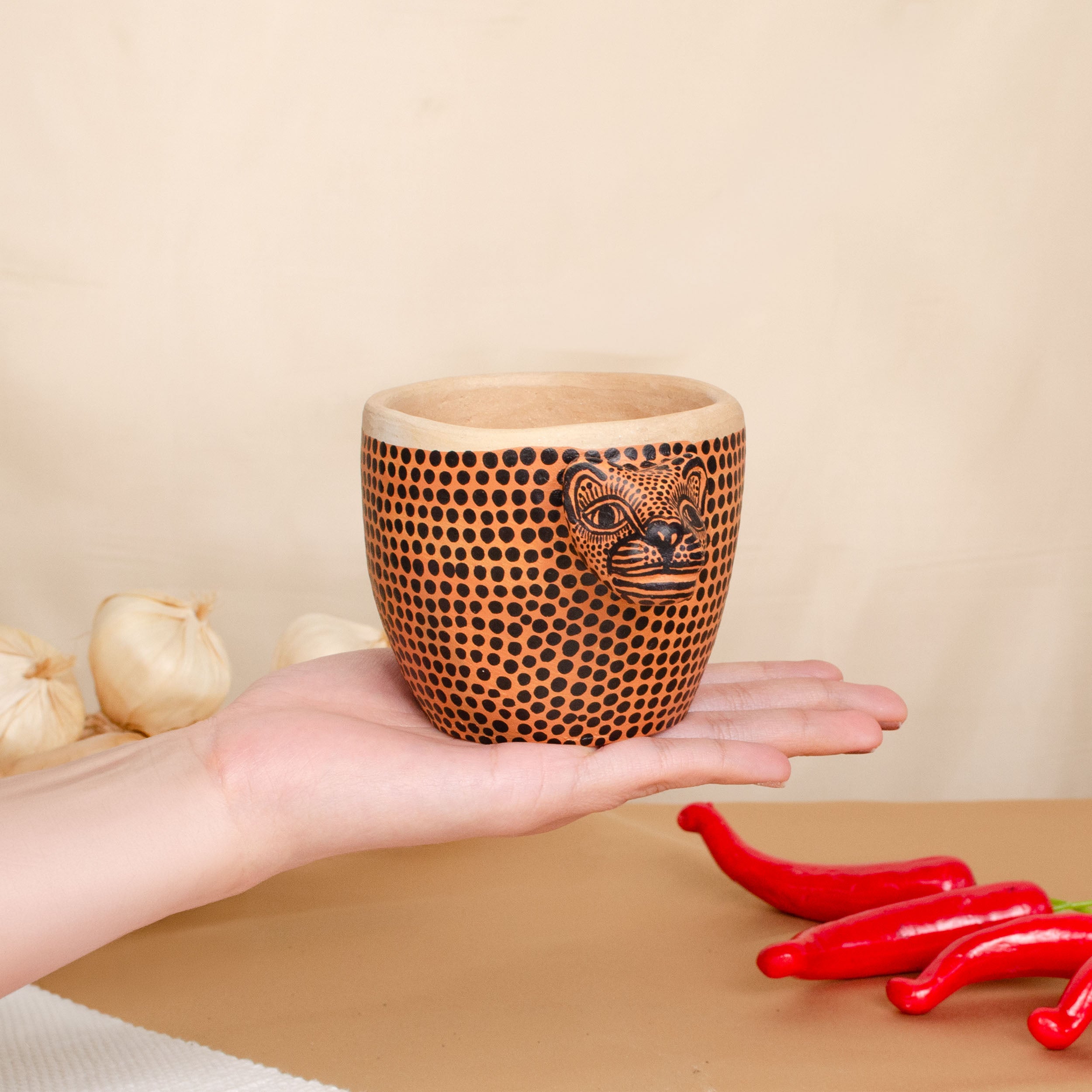 Jaguar Handcrafted Clay Salsa Bowl