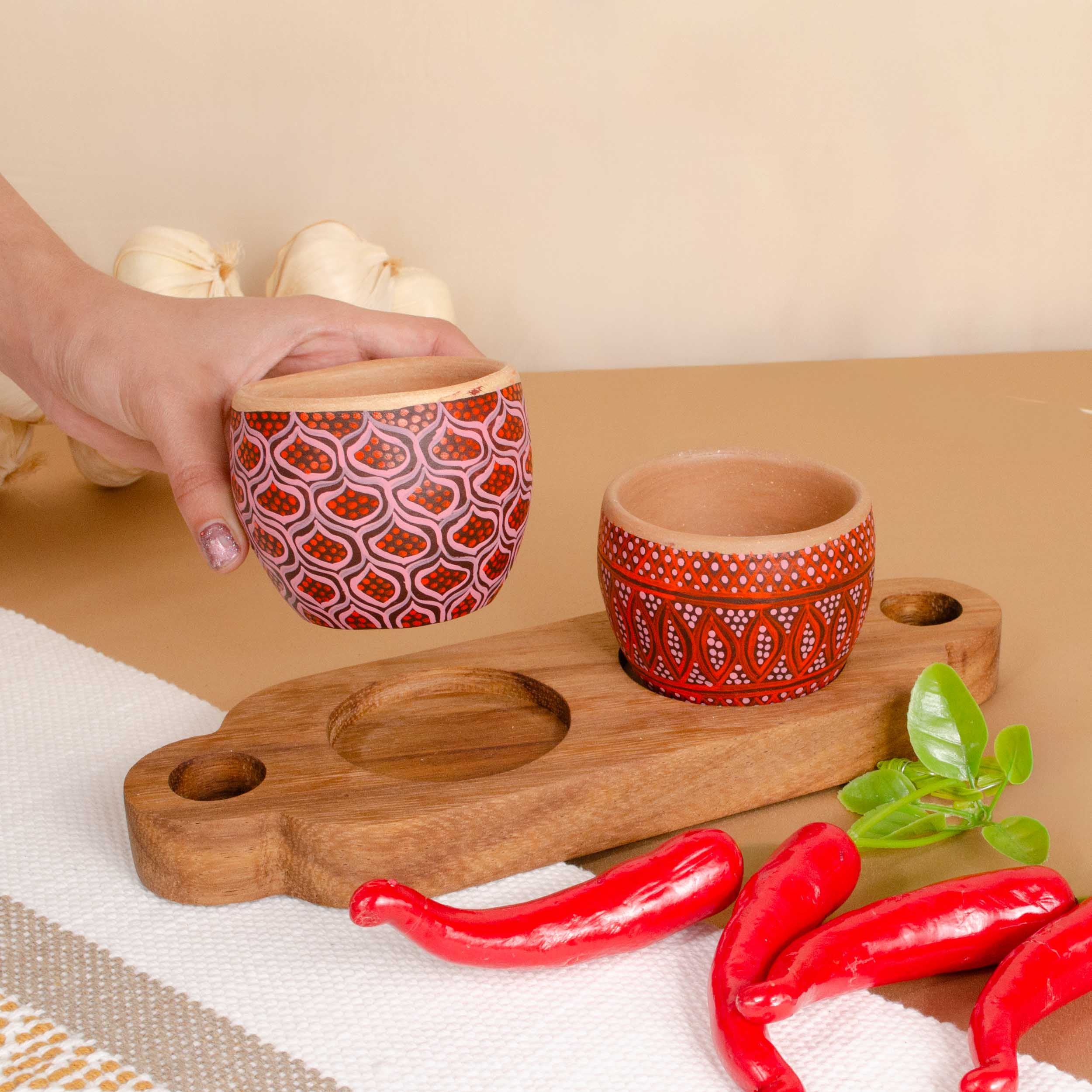 3 Piece Entertaining Serving Set with Parota Tray