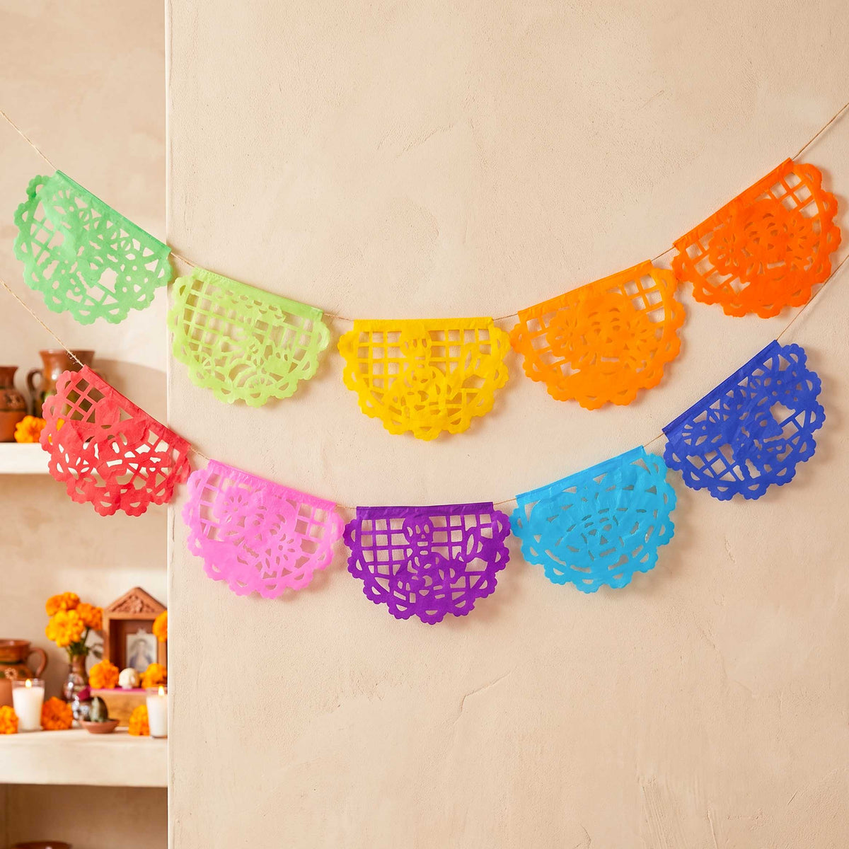 Fun Calacas Semi-Circular Papel Picado Banner