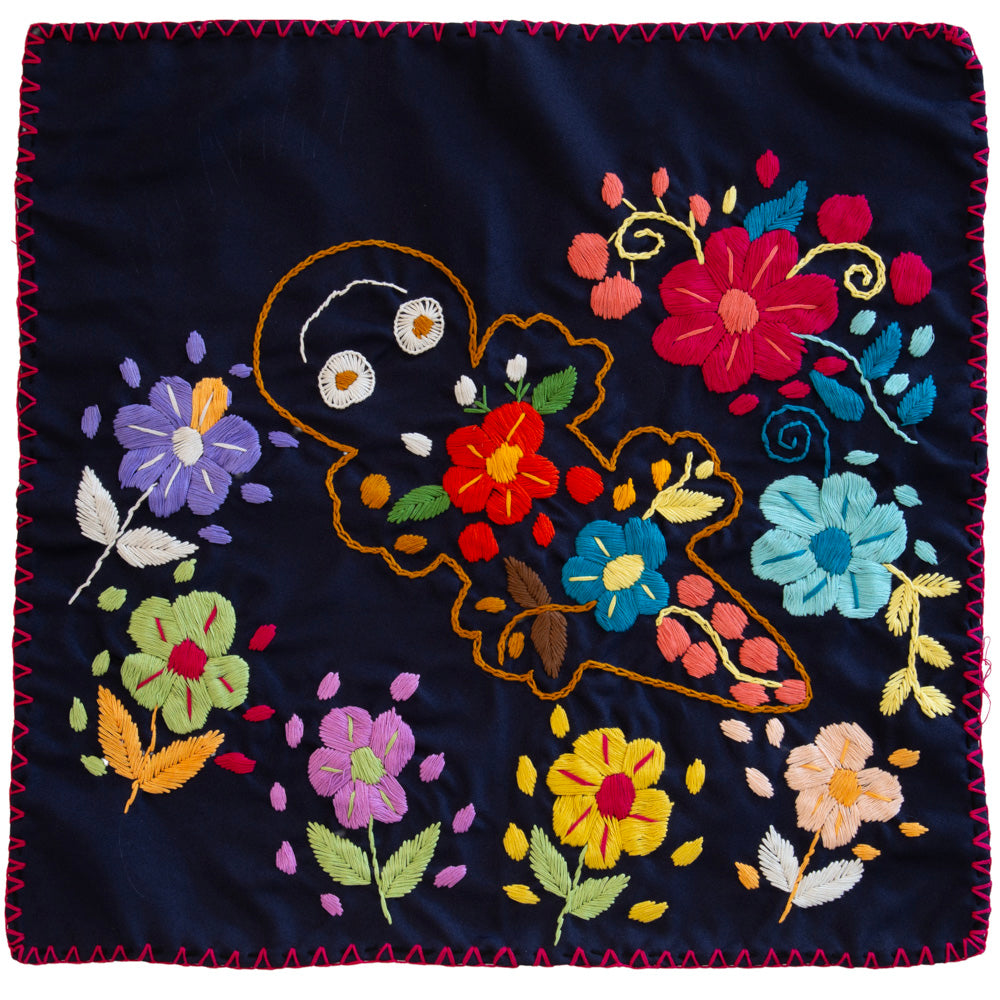 Hand-Embroidered Floral Tortilla Napkin