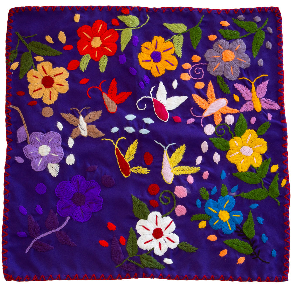 Hand-Embroidered Floral Tortilla Napkin