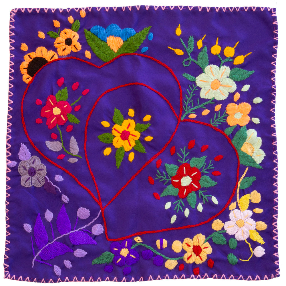 Hand-Embroidered Floral Tortilla Napkin