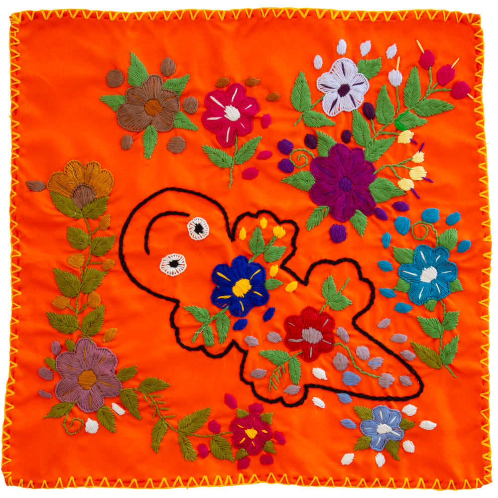 Hand-Embroidered Floral Tortilla Napkin