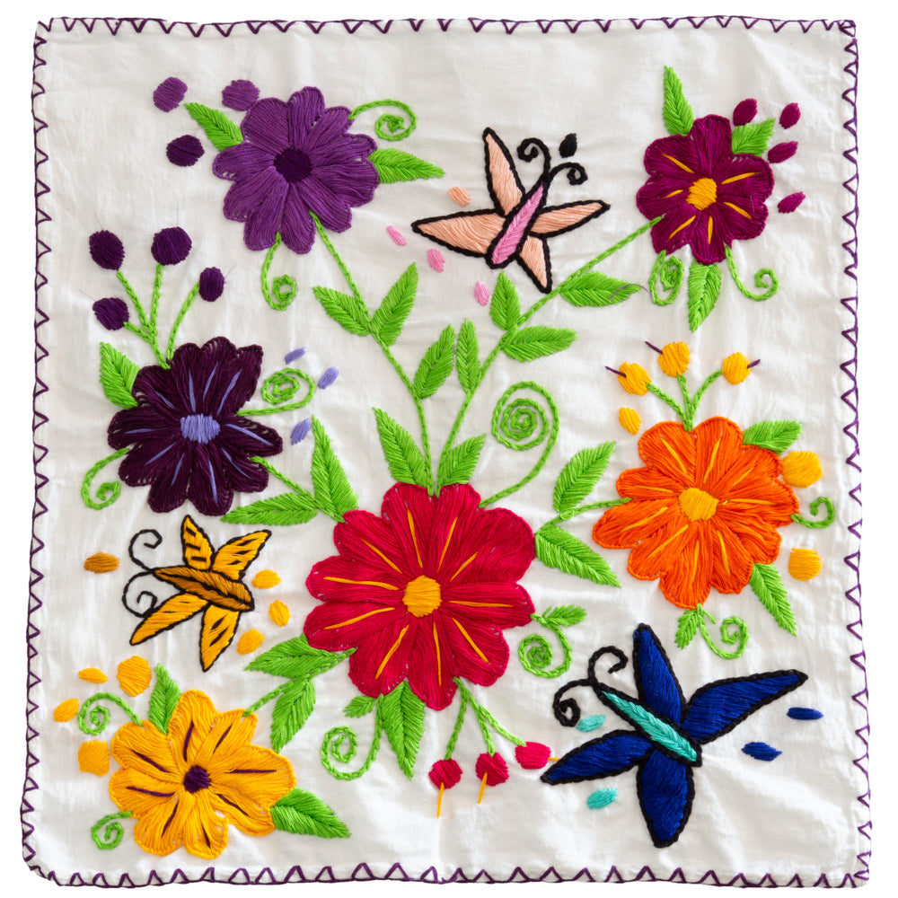 Hand-Embroidered Floral Tortilla Napkin