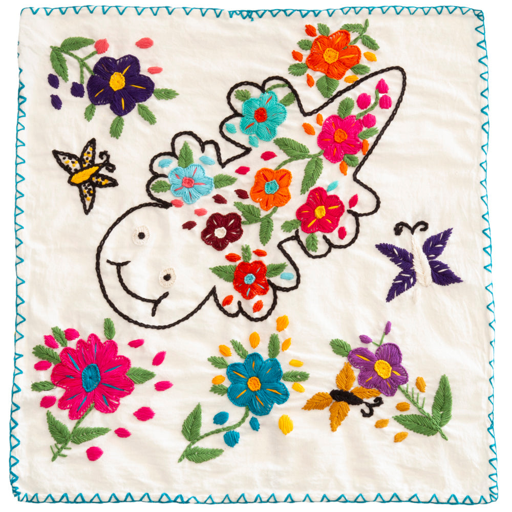 Hand-Embroidered Floral Tortilla Napkin