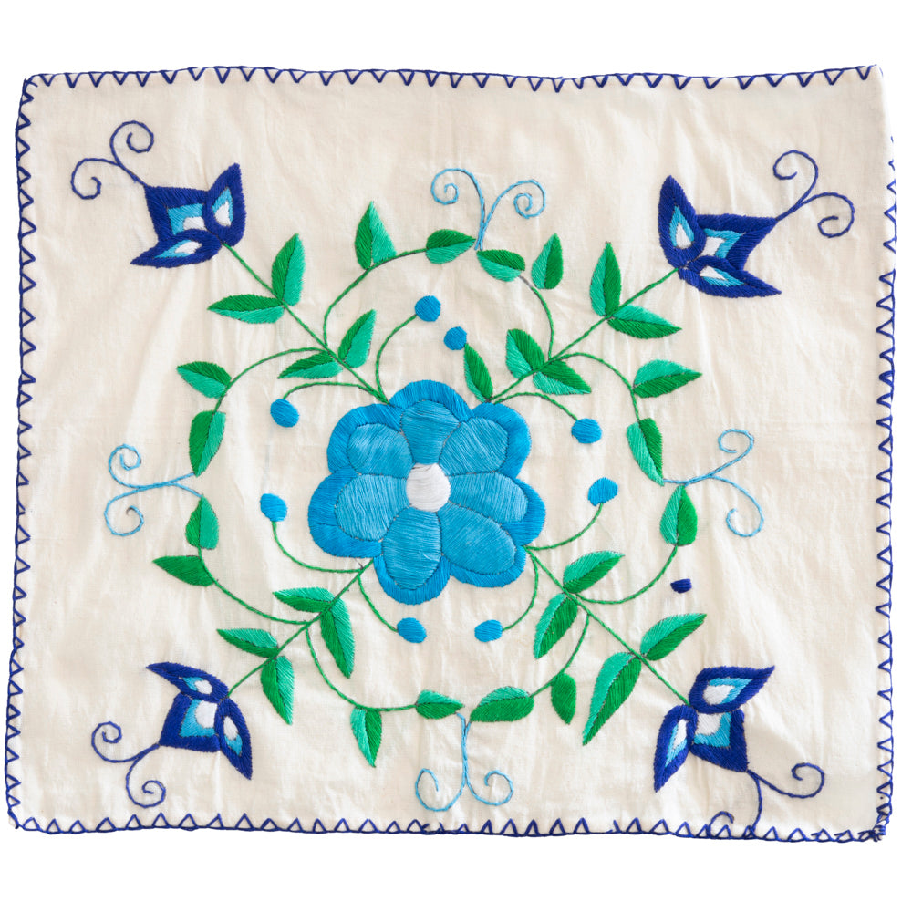 Hand-Embroidered Floral Tortilla Napkin