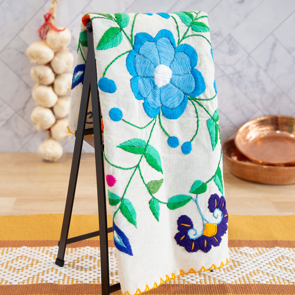 Hand-Embroidered Floral Tortilla Napkin