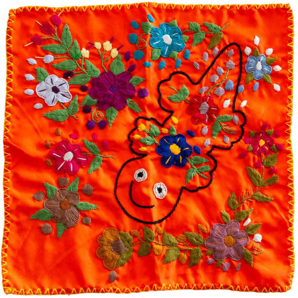 Hand-Embroidered Floral Tortilla Napkin