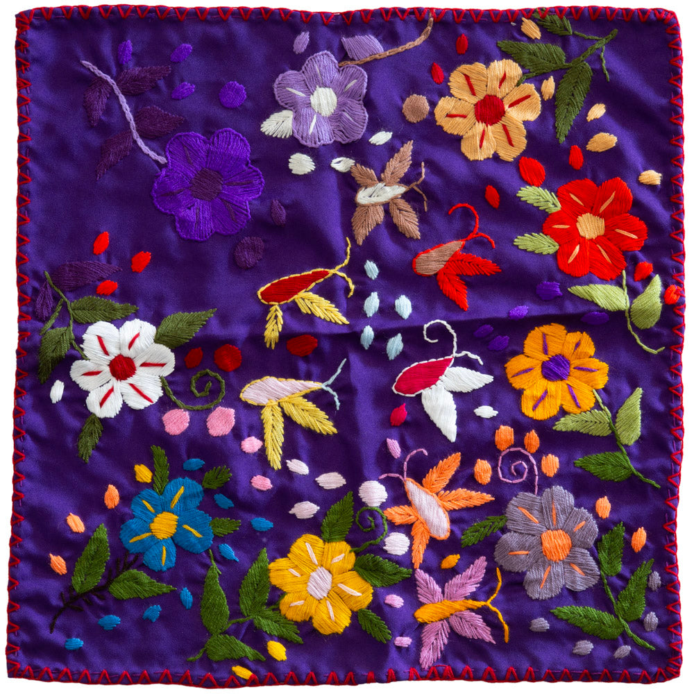 Hand-Embroidered Floral Tortilla Napkin