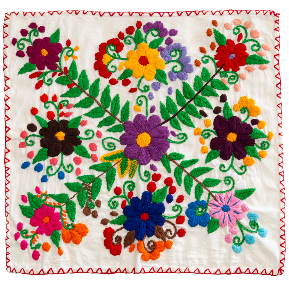 Hand-Embroidered Floral Tortilla Napkin