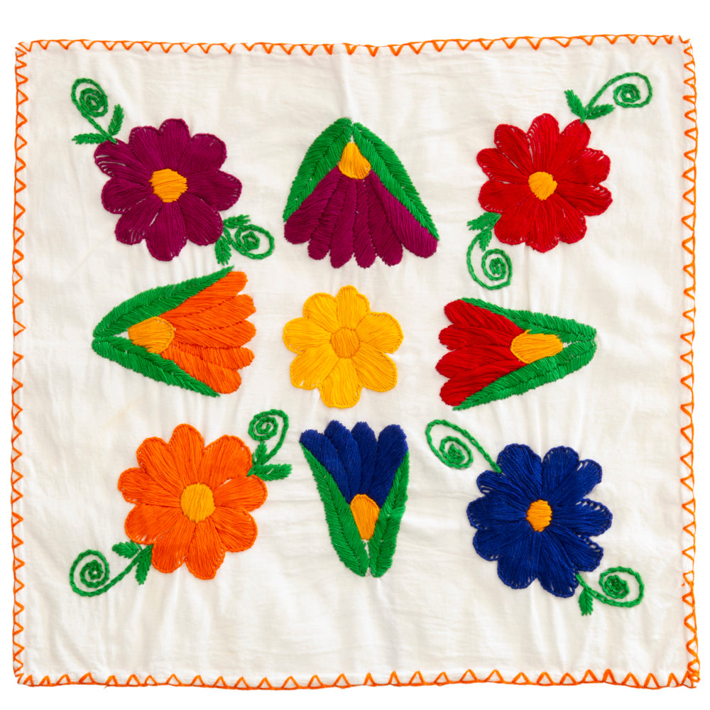 Hand-Embroidered Floral Tortilla Napkin