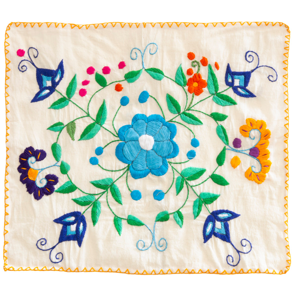 Hand-Embroidered Floral Tortilla Napkin