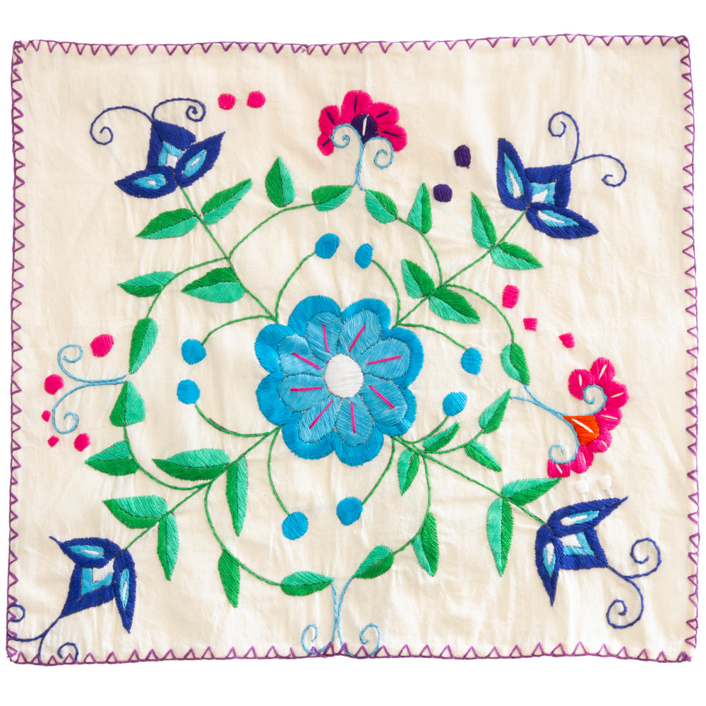 Hand-Embroidered Floral Tortilla Napkin