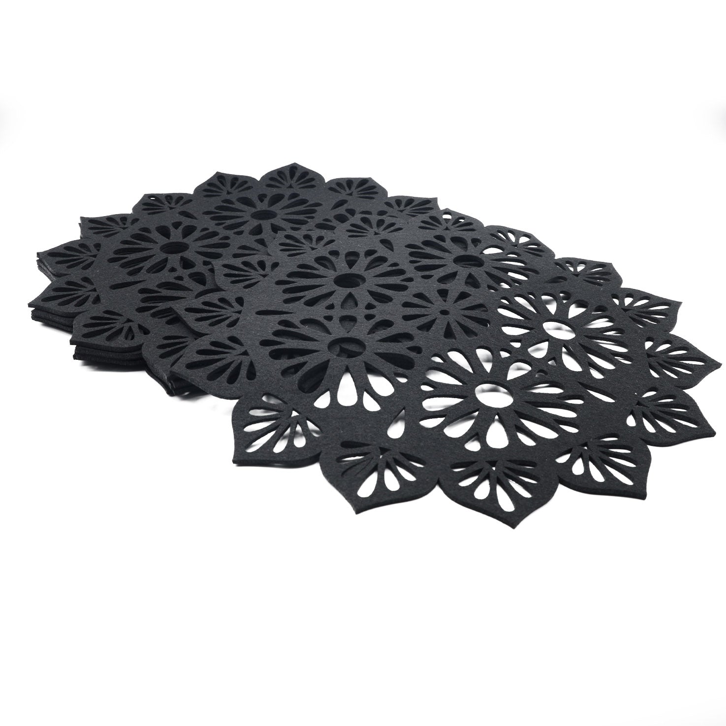 Handmade Flames Aster Flower Felt Placemats & Coaster Set – 2 Pieces, Laser Cut
