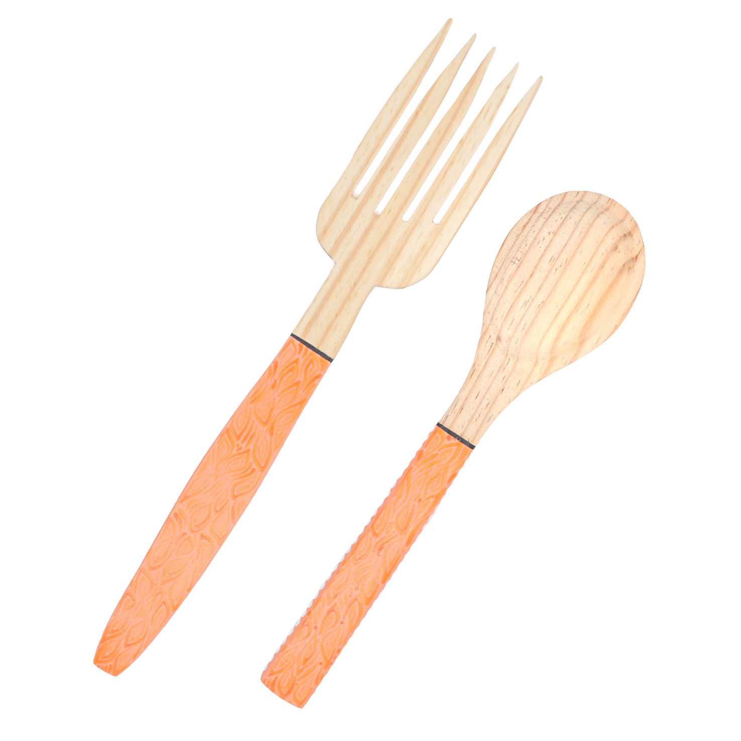 Colorful Hand-Painted Salad Fork & Spoon 2-Piece Set