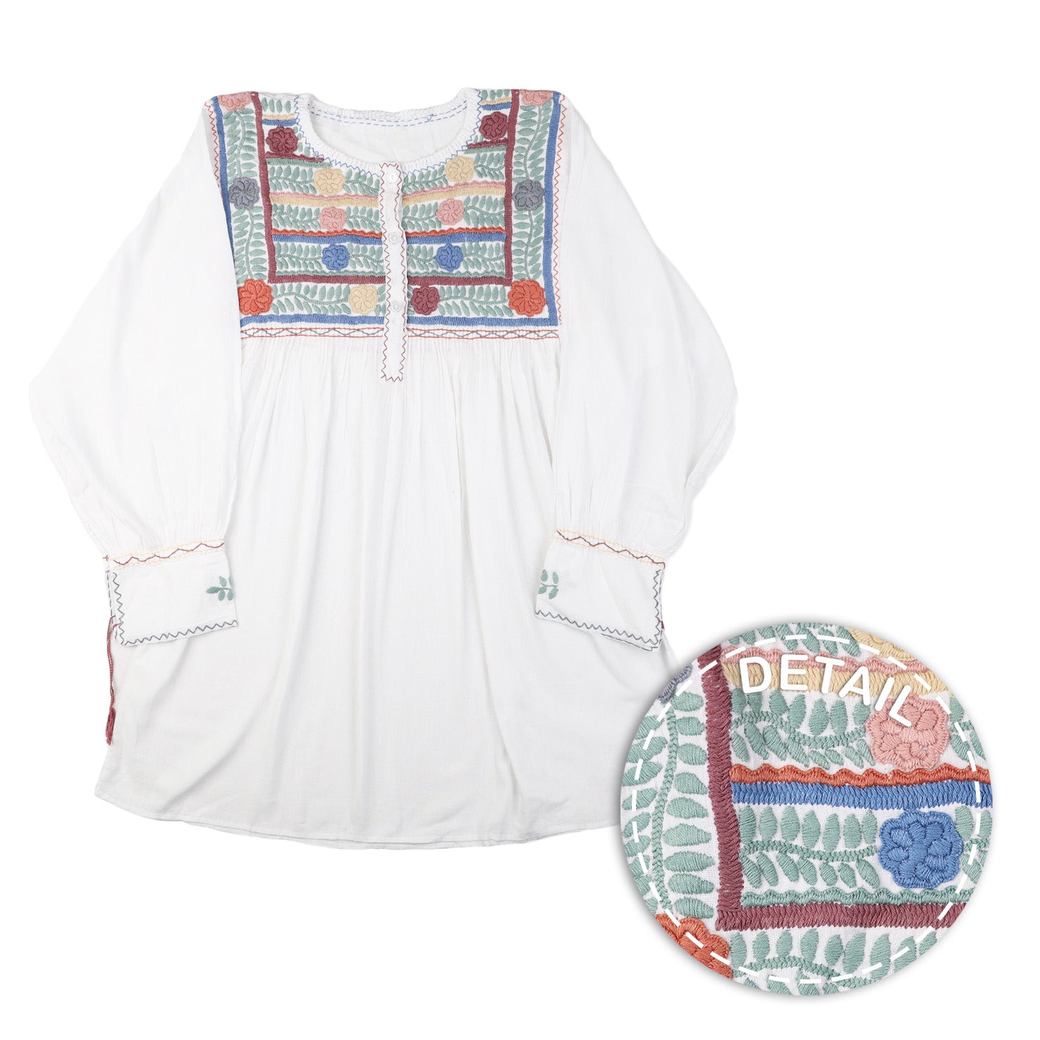 Carranza 3/4 Sleeve Embroidered Blouse