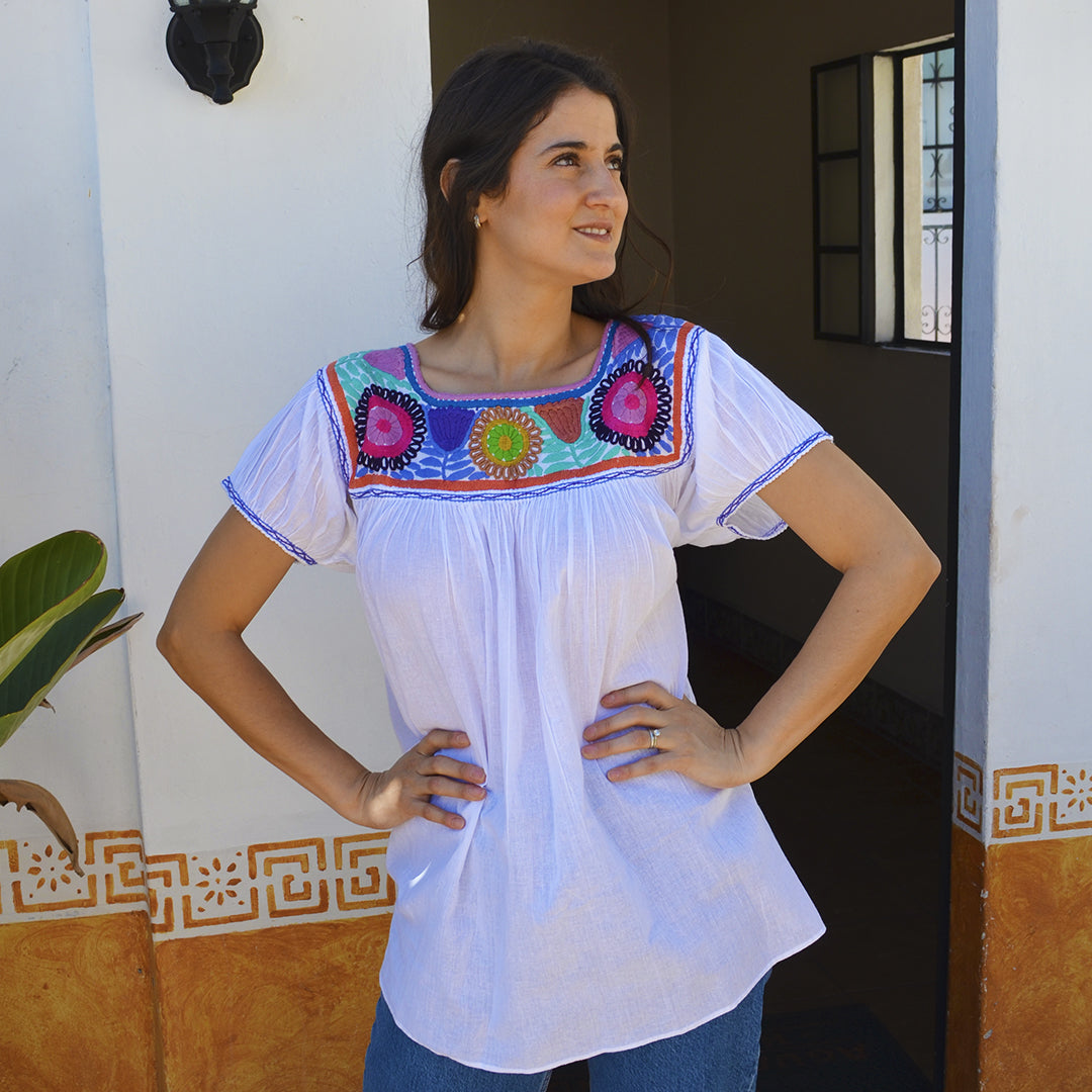 Carranza Short Sleeve Embroidered Blouse