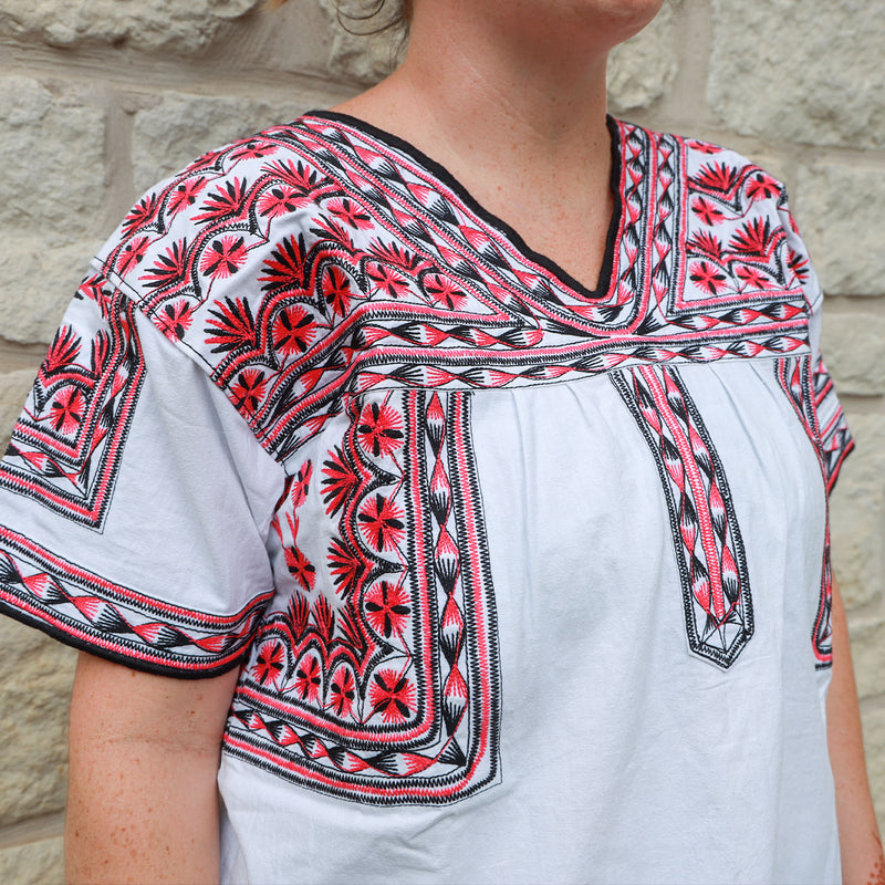 Yuunk Traditional V-Neck Embroidered Blouse