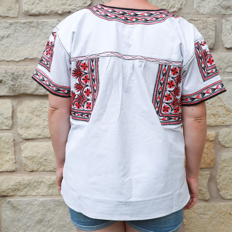 Yuunk Traditional V-Neck Embroidered Blouse