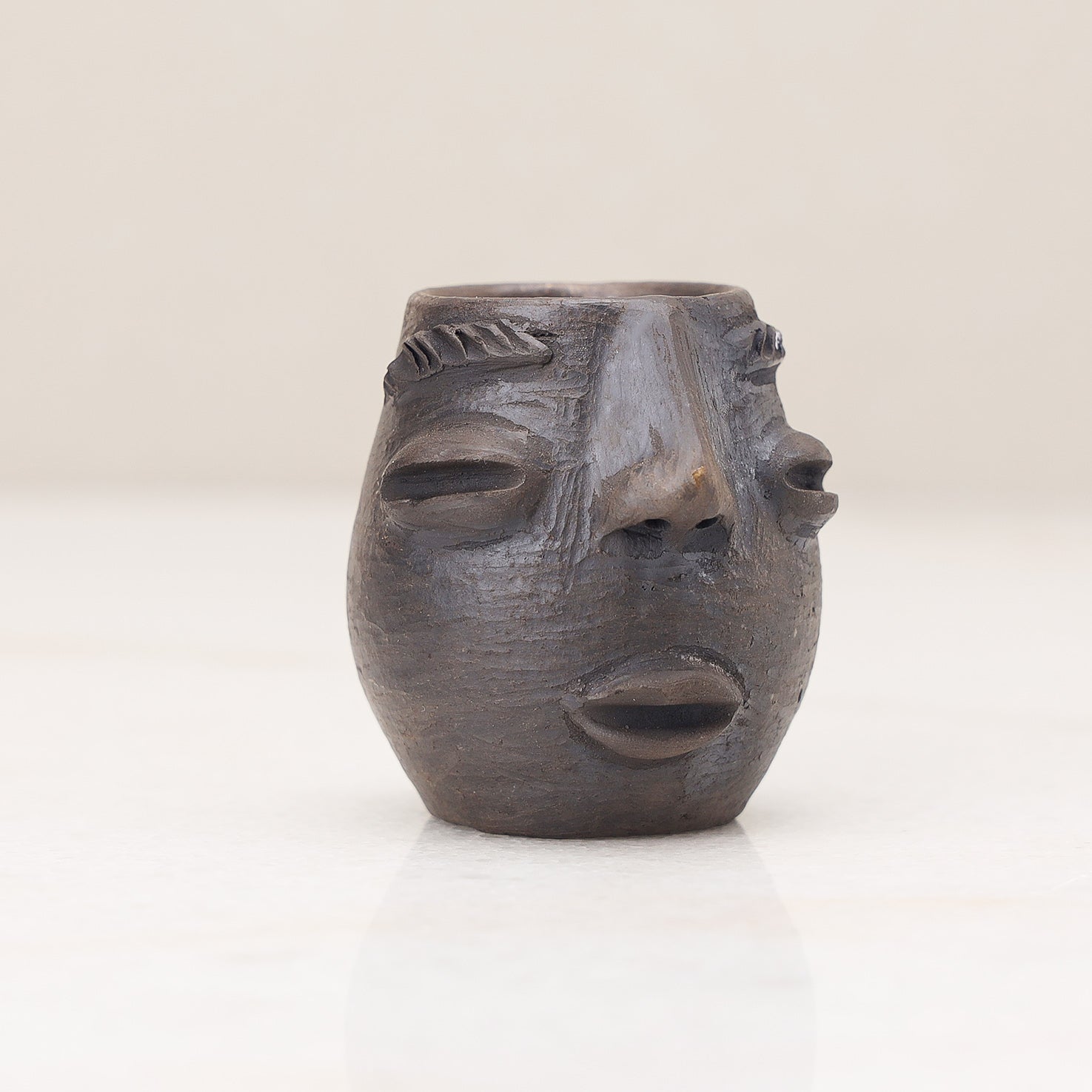 Atzompa Portrait Face Clay Mezcal Shot Glass