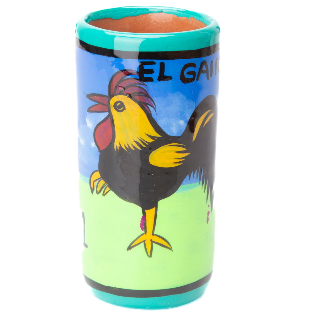 Lotería Hand-painted Clay Shot Glass