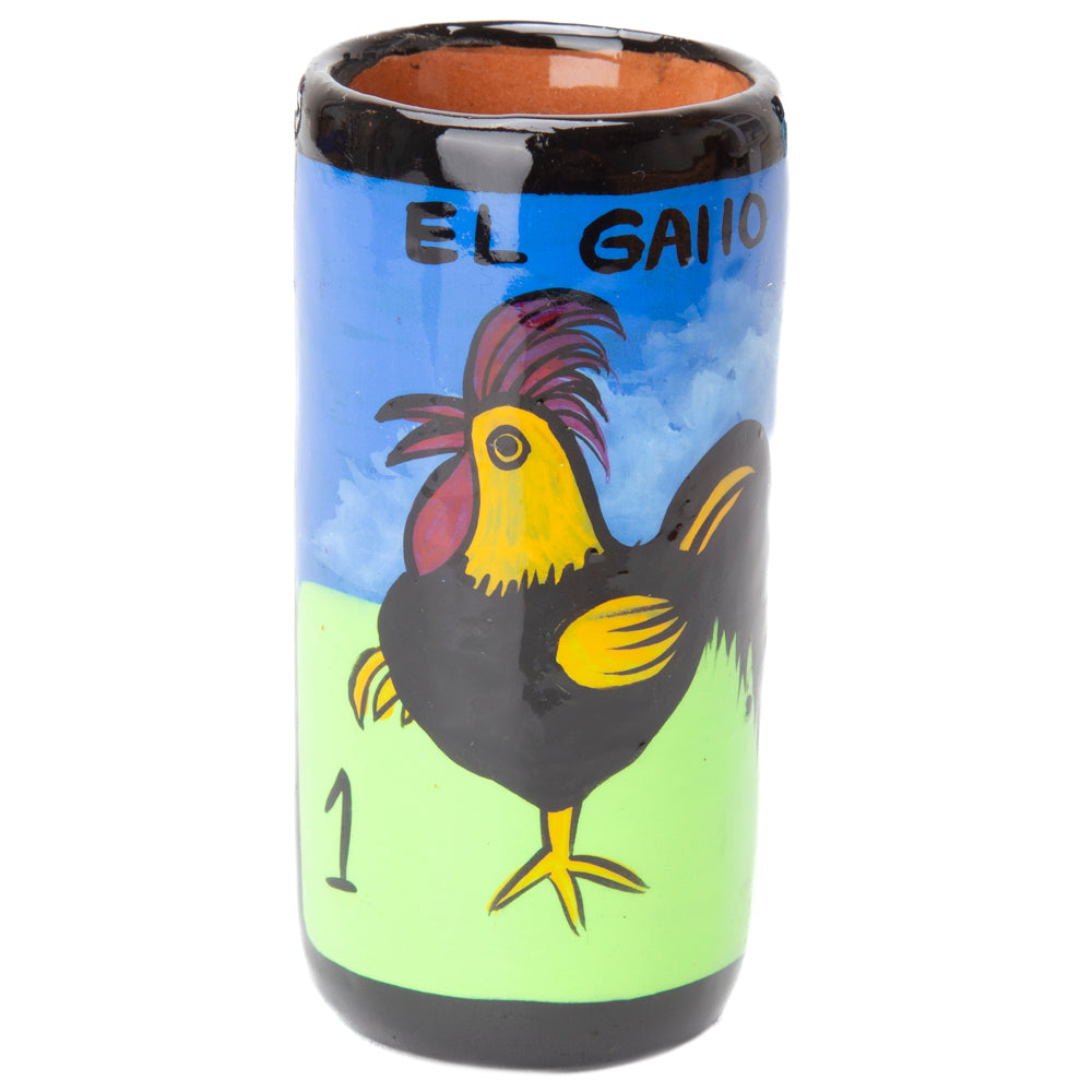 Lotería Hand-painted Clay Shot Glass