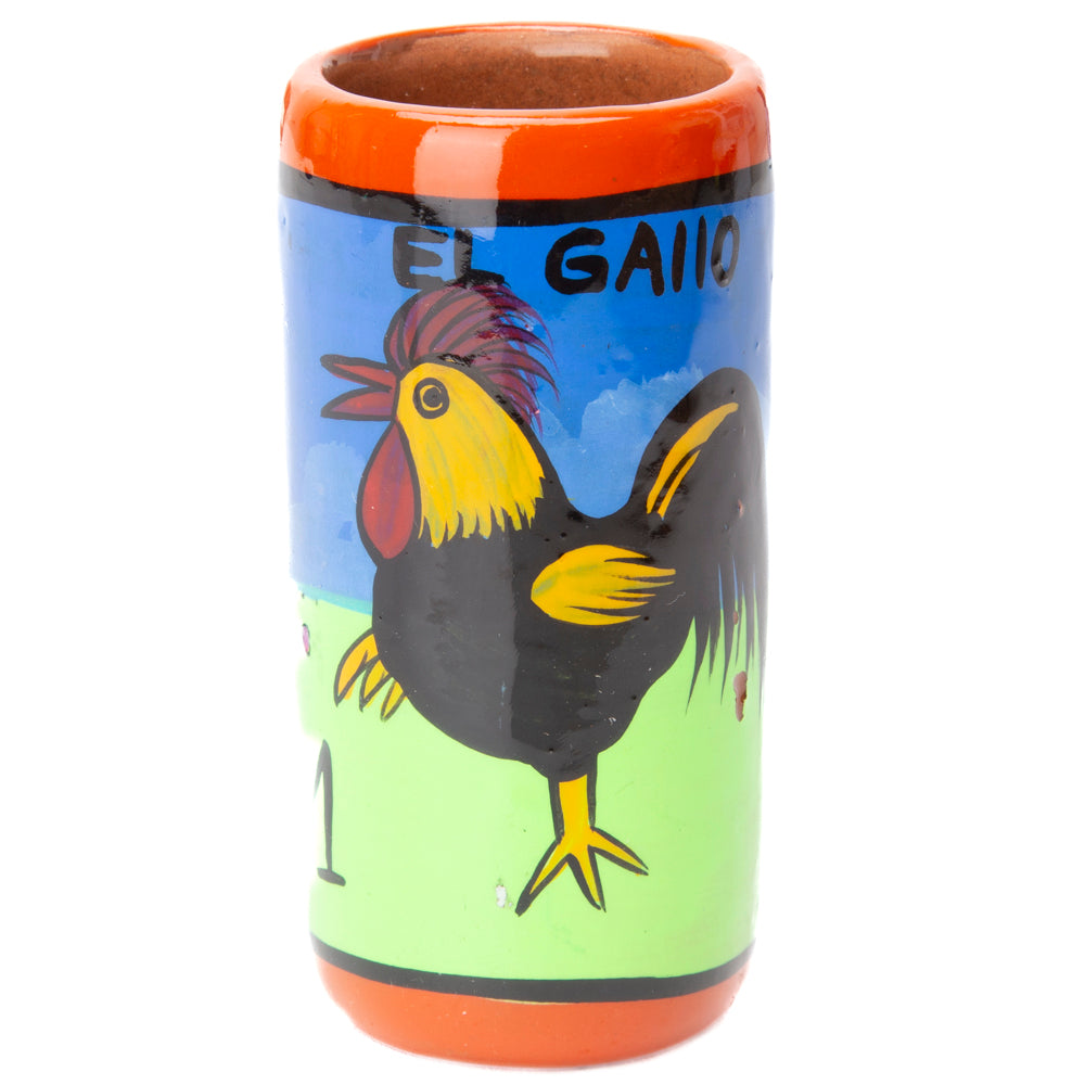 Lotería Hand-painted Clay Shot Glass