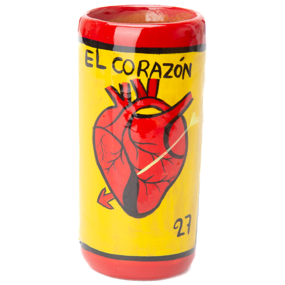 Lotería Hand-painted Clay Shot Glass