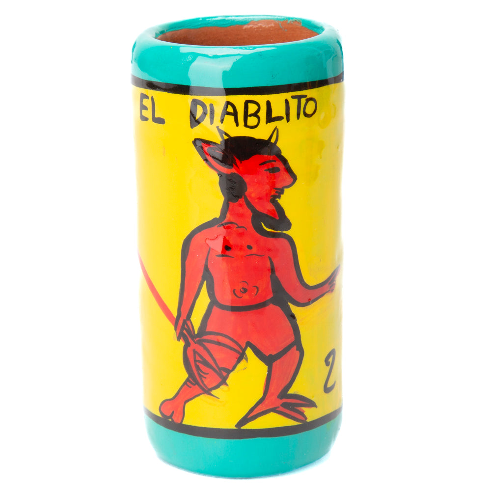 Lotería Hand-painted Clay Shot Glass