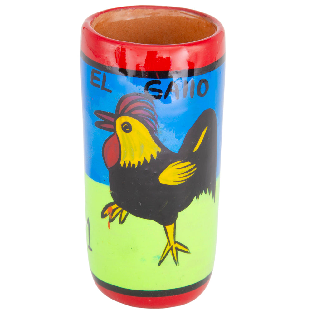Lotería Hand-painted Clay Shot Glass