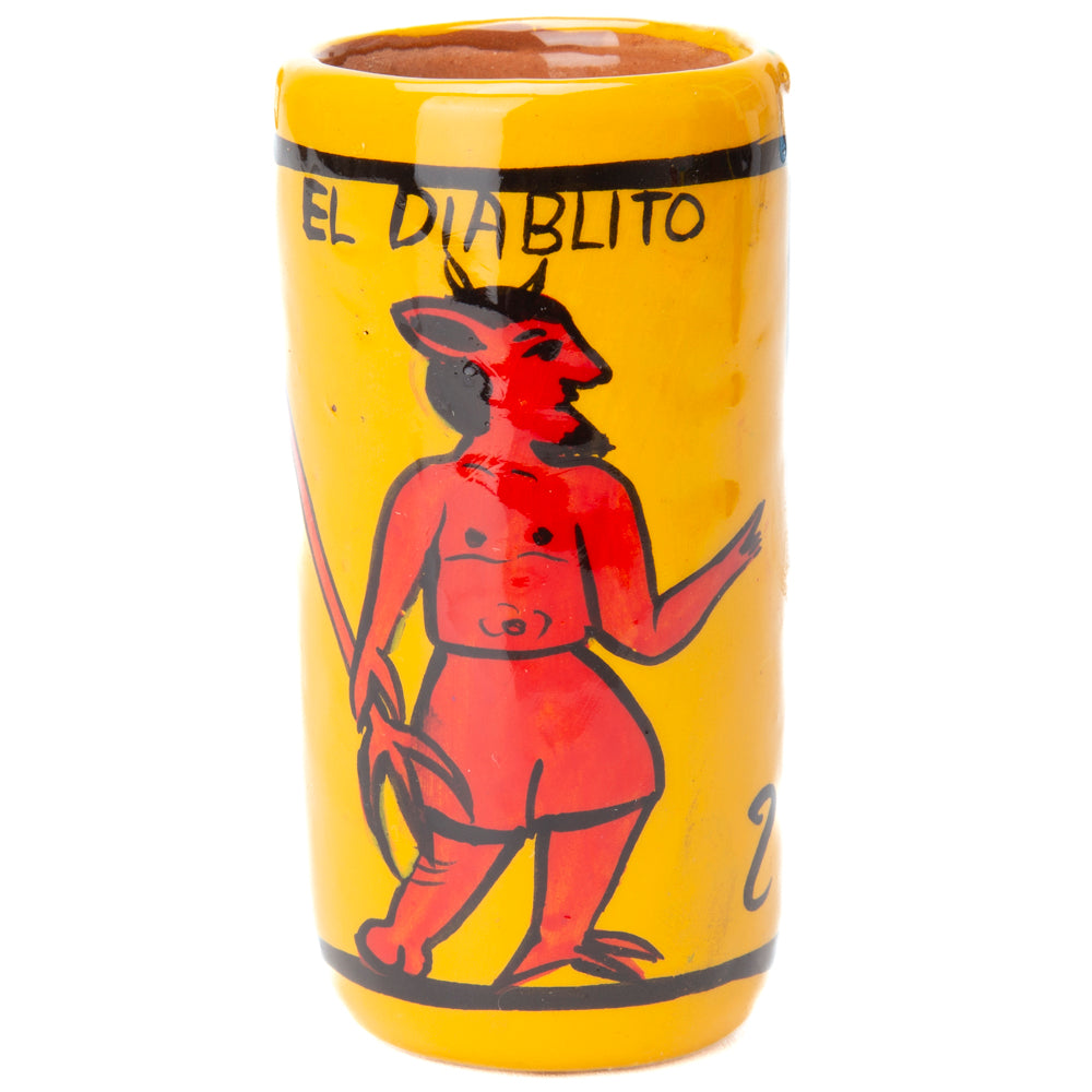 Lotería Hand-painted Clay Shot Glass