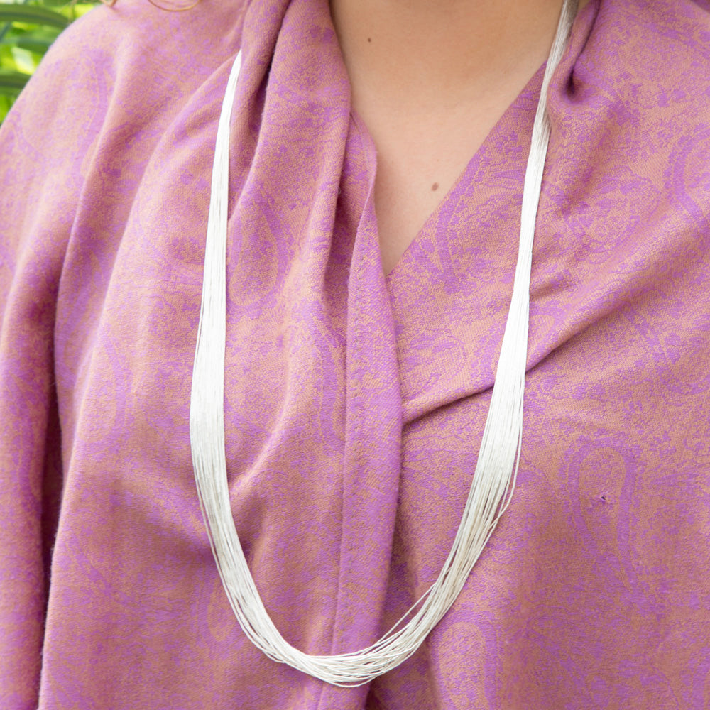 30 Strands Long Sterling Silver Liquid Silver Necklace